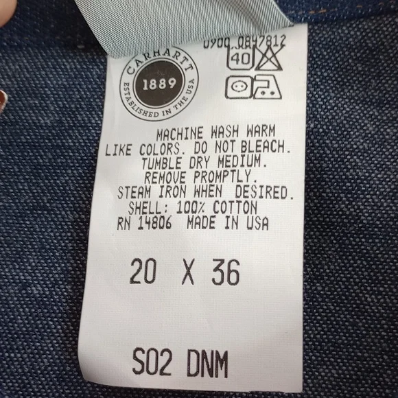 Carhartt Western Shirt 8.5oz Cotton Heavy Duty Pearl Snap Size 20x36 (3x-4x) - Picture 10 of 11